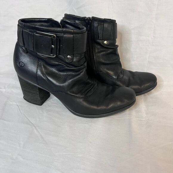 Joseph Seibel Womens Black Leather Buckle Strap Ankle Moto Boots Sz 6.5 US EU 37 - Picture 1 of 8